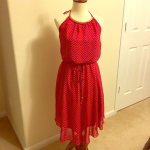 Pink with purple chevron dress, size small